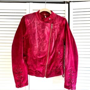 Free People Velvet Lace-up Moto Jacket S